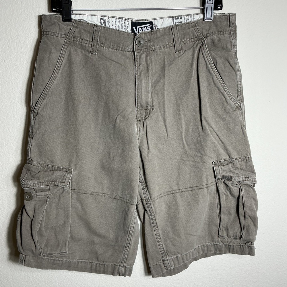 Vans Cargo Shorts Mens 30 Vintage Y2K Skate Khaki Grey Cotton Utility Hybrid